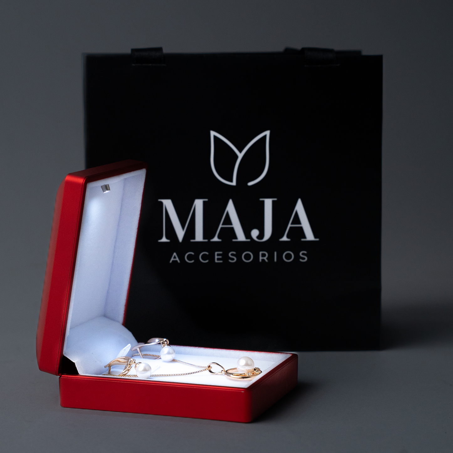 Set de Perla Aurora — Collar y aretes con perla central